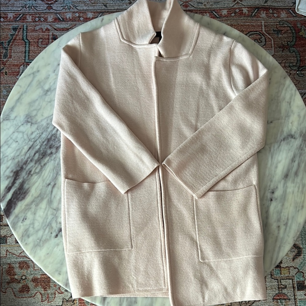 Elegant Blush Pink Women's Sweater Blazer